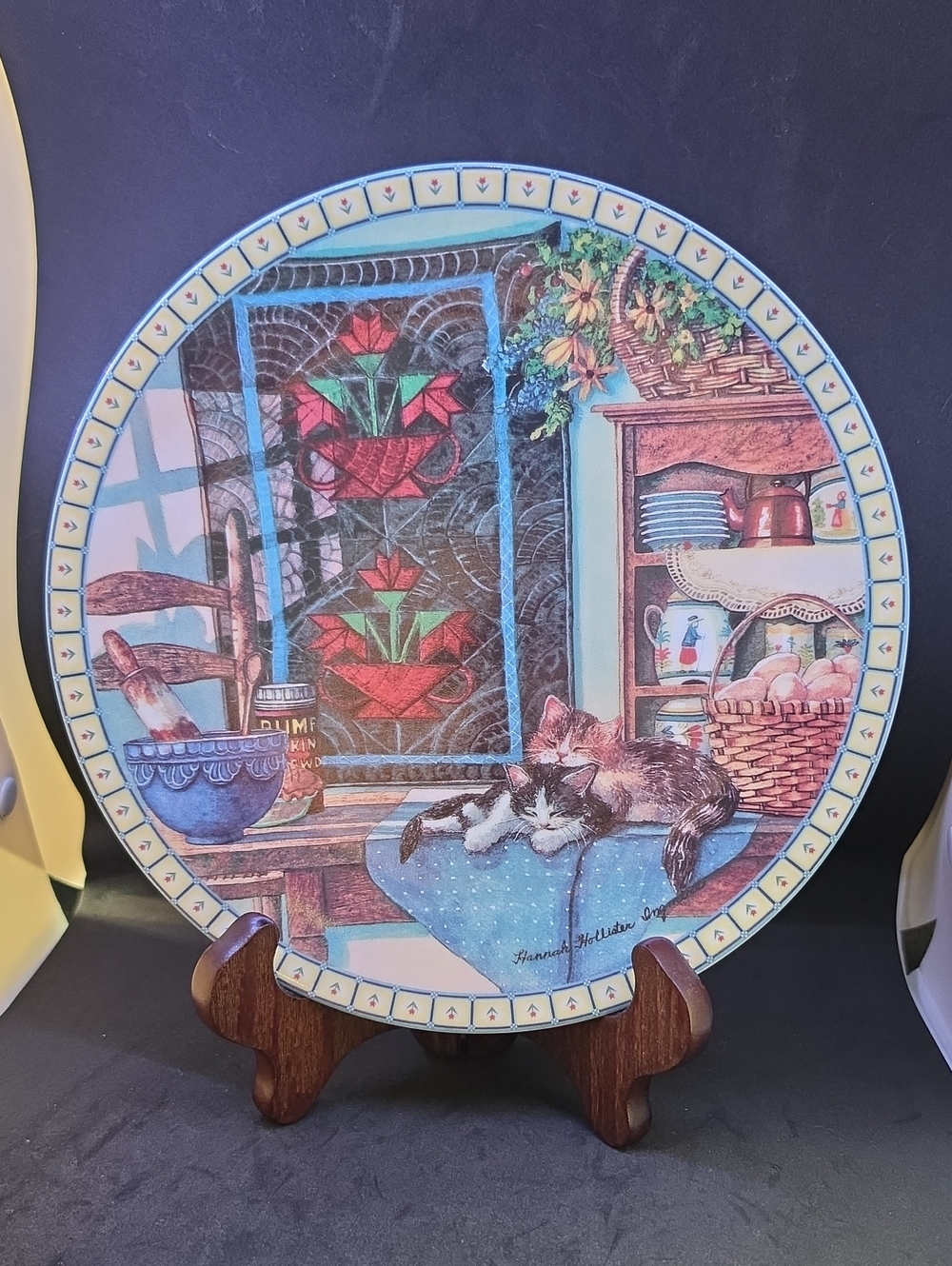 Knowles Blue Cat Kitchen Art Plate